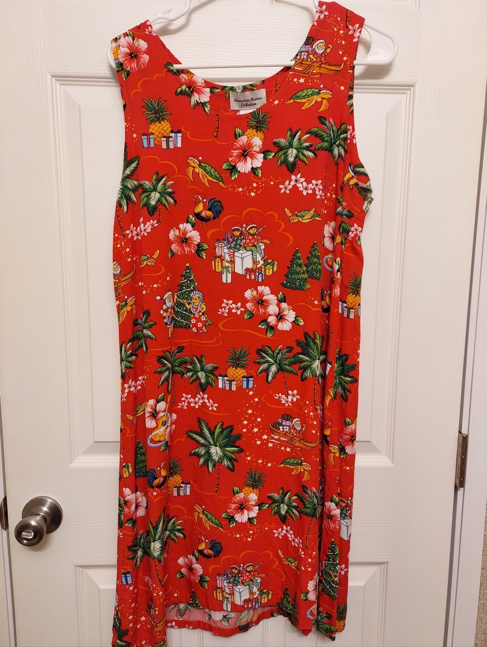 Christmas In Hawaii Hawaiian Reserve Collection Beach Dress 90's Vintage Large